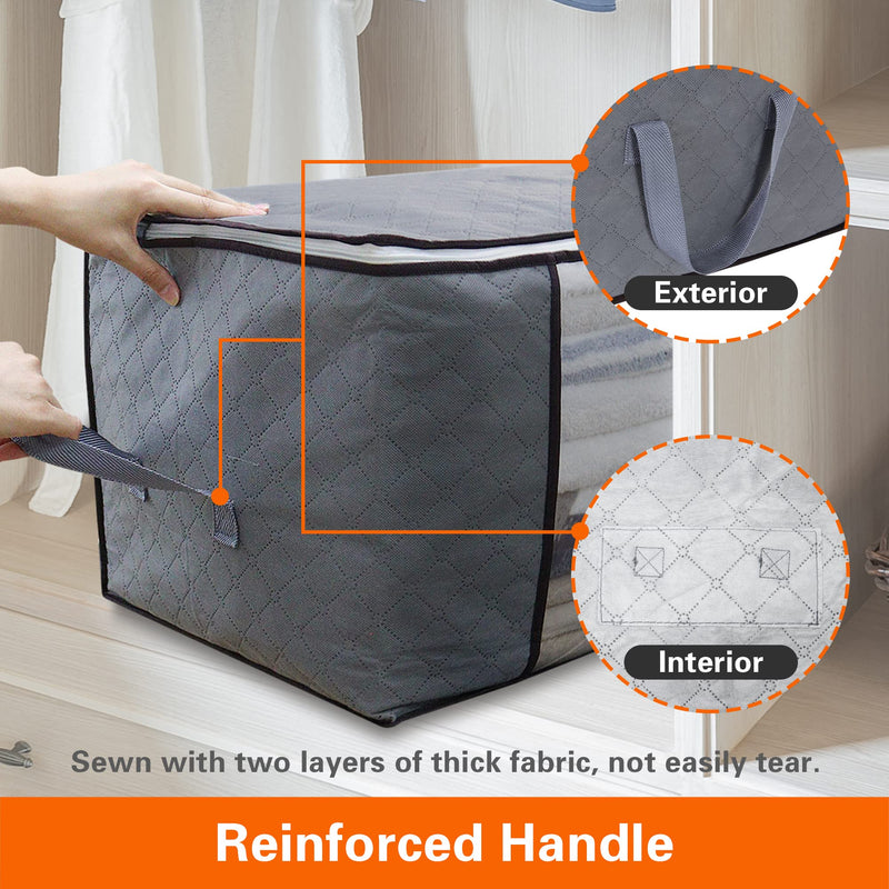 Vieshful 3 Pack Clothes Storage Bags 90L Large Capacity Clothing Organizers with Reinforced Handles Thick Breathable Fabric Foldable Underbed Containers for Bedding Comforter Blanket