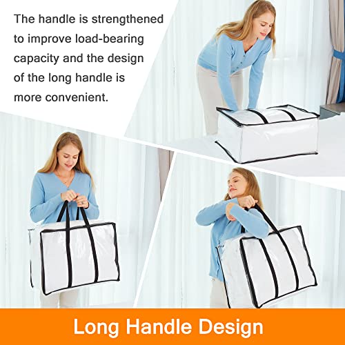  Clear Storage Bags - 3 Pack Zippered Moving Bags, See
