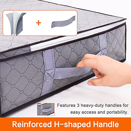 Vieshful Under Bed Storage Containers Foldable Underbed Storage Bags Clothes Organizers for Bedroom Closet Dorm Blankets Sweaters Toys with Clear Window, Reinforced Handle, Sturdy Structure, 40L, 3-Pack, Grey