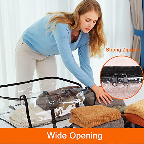 Clear Zippered Storage Bag, Plastic Vinyl Clear Storage Bag for Blanket  Clothes, Comforter, Bedding, Moving Bag with Zipper and Reinforced Handle  (4pcs)