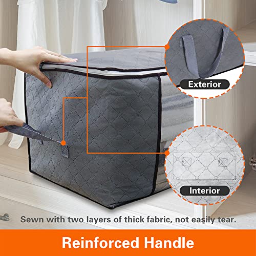 Closet Organizers and Storage Bags for Clothes, Large Capacity Clothing  Blanket Storage Bags with Reinforced Handle, 3 Layer Fabric Closet Organizer  for Clothing, Bedding, 3 Pack 